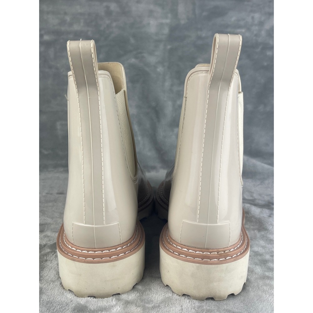 Dolce Vita Rain Boots Women 11 Cream Good Glossy Lug Sole Chelsea Waterproof - Picture 6 of 8